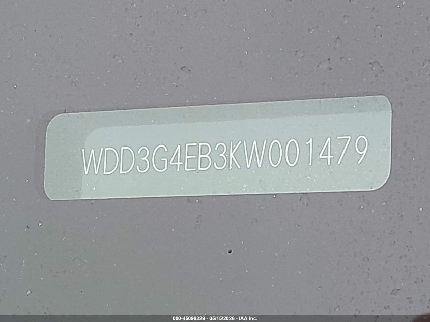 2019 Mercedes-benz A-klasse VIN WDD3G4EB3KW001479 IAAI salvage auction — RIGHT SIDE, Salvage (California), sold $6,900 on 2026-08-16 (photo 9)