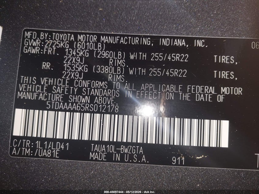 2024 Lexus Tx VIN 5TDAAAA65RS012178 IAAI salvage auction — ROOF, Salvage (Georgia), sold $14,700 on 2026-07-09 (photo 9)