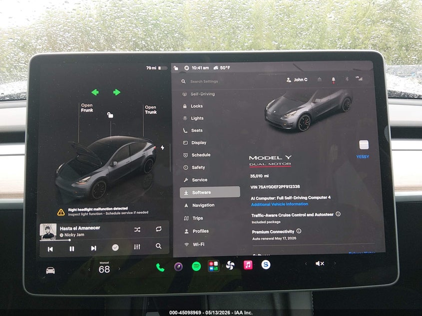 2023 Tesla Model y VIN 7SAYGDEF2PF912338 IAAI salvage auction — FRONT & REAR, Salvage (Idaho), sold $8,800 on 2026-07-30 (photo 7)