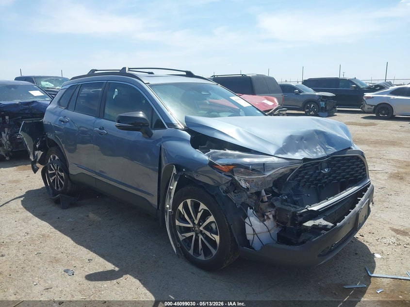 2025 Toyota Corolla cross VIN 7MUDAAAG4SV146844 IAAI salvage auction — FRONT & REAR, Original (Texas), sold $3,650 on 2026-07-28 (photo 1)
