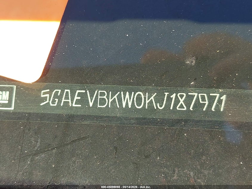 2019 Buick Enclave VIN 5GAEVBKW0KJ187971 IAAI salvage auction — RIGHT FRONT, Salvage (Indiana), sold $6,200 on 2026-08-21 (photo 9)