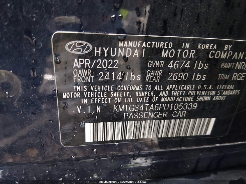2023 Genesis G70 VIN KMTG34TA6PU105339 IAAI salvage auction — FRONT END, Salvage (Ohio), sold $6,800 on 2026-09-06 (photo 9)