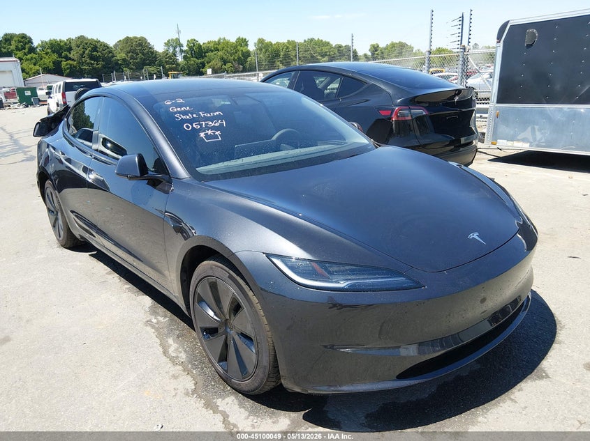 2025 Tesla Model 3 VIN 5YJ3E1EAXSF057364 IAAI salvage auction — REAR END, Salvage (North Carolina), sold $13,500 on 2026-07-15 (photo 1)