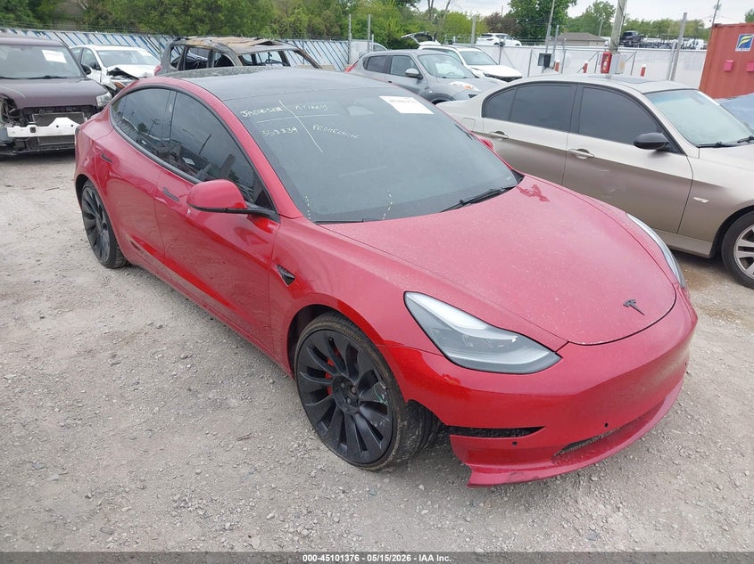 2022 Tesla Model 3 VIN 5YJ3E1EC5NF358839 IAAI salvage auction — RIGHT FRONT, Salvage (Illinois), sold $8,400 on 2026-07-09 (photo 1)