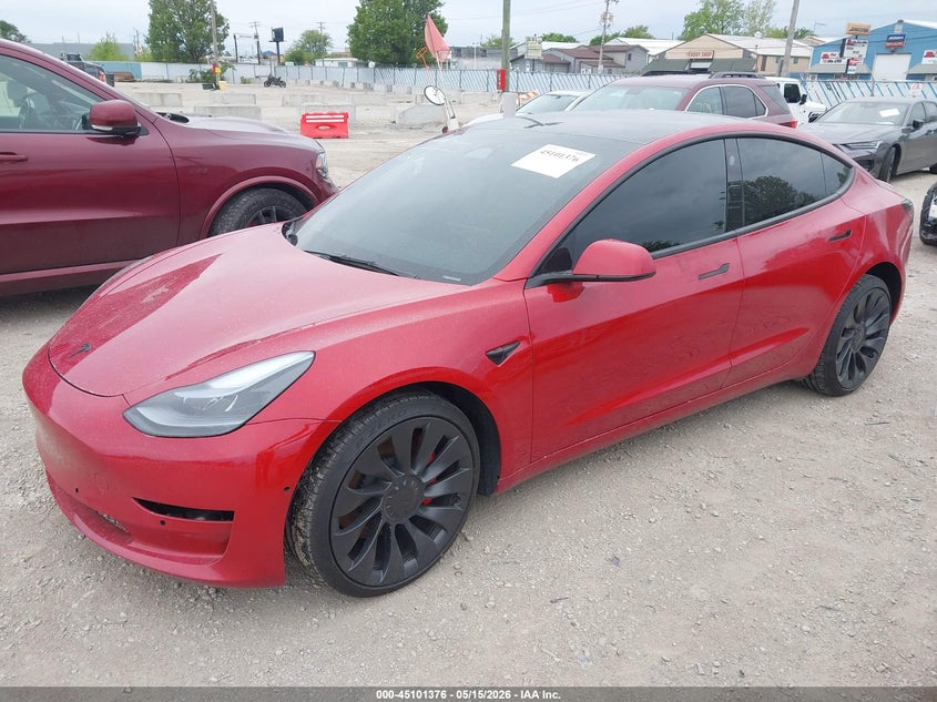 2022 Tesla Model 3 VIN 5YJ3E1EC5NF358839 IAAI salvage auction — RIGHT FRONT, Salvage (Illinois), sold $8,400 on 2026-07-09 (photo 2)