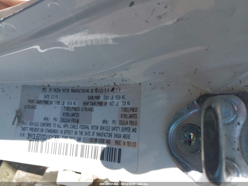 2016 Scion Ia VIN 3MYDLBZV0GY101365 IAAI salvage auction — REAR END, Clear (Oklahoma), sold $200 on 2026-07-08 (photo 9)