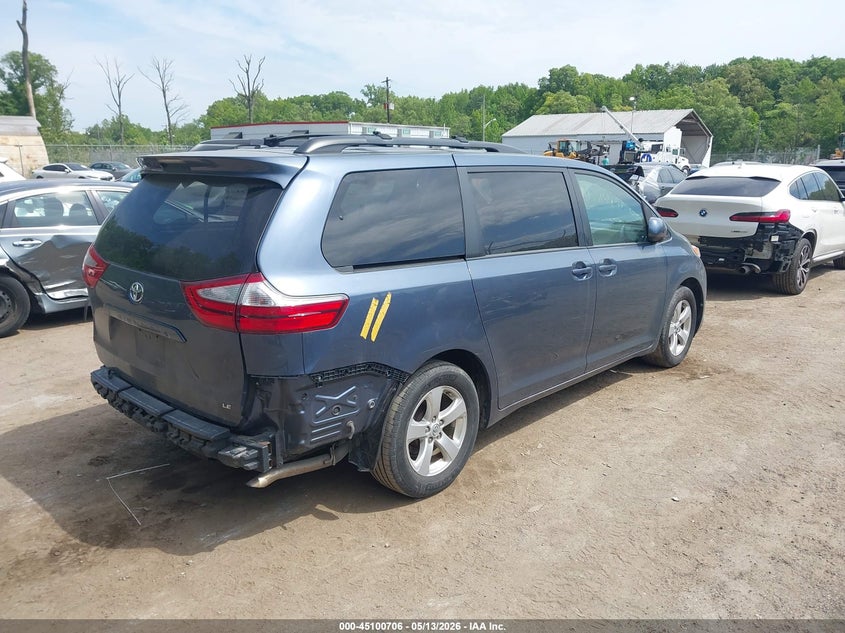 2017 Toyota Sienna VIN 5TDKZ3DC8HS829833 IAAI salvage auction — LEFT REAR, Salvage - 75% Or Less (Maryland), sold $2,650 on 2026-07-21 (photo 4)