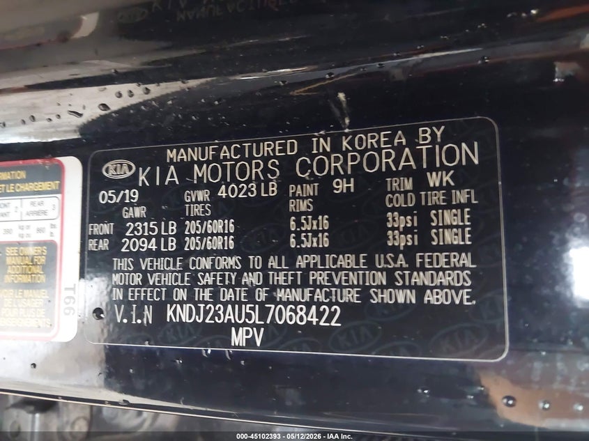 2020 Kia Soul VIN KNDJ23AU5L7068422 IAAI salvage auction — FRONT END, Salvage (Georgia), sold $1,300 on 2026-07-06 (photo 9)