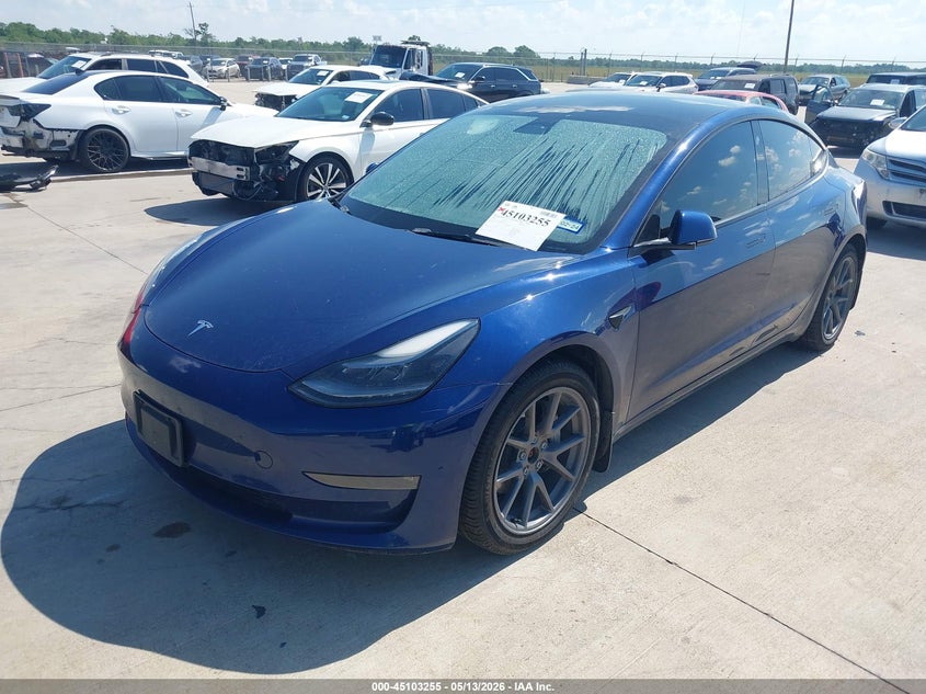 2022 Tesla Model 3 VIN 5YJ3E1EB9NF268410 IAAI salvage auction — HAIL, Salvage (Texas), sold $12,850 on 2026-07-09 (photo 2)