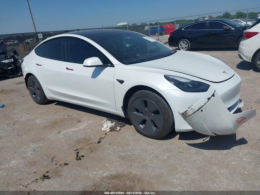 2021 Tesla Model 3 VIN 5YJ3E1EA6MF098299 IAAI salvage auction — REAR END, Original (Texas), sold $9,600 on 2026-07-09 (photo 1)