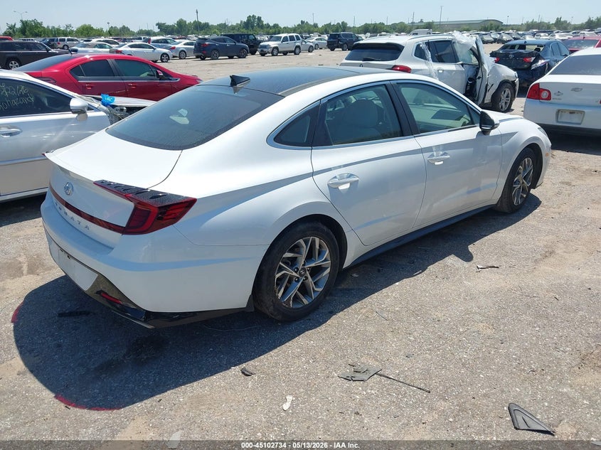 2021 Hyundai Sonata VIN 5NPEF4JA7MH077816 IAAI salvage auction — SIDE, Salvage (Texas), sold $4,850 on 2026-07-29 (photo 4)