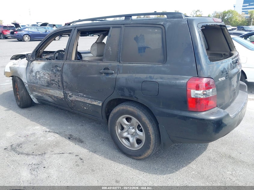 2006 Toyota Highlander VIN JTEGD21A660142556 IAAI salvage auction — ENGINE BURN, Non-Repairable (California), sold $200 on 2026-07-09 (photo 3)
