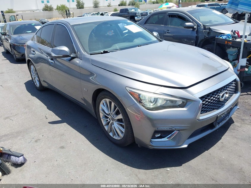 2019 Infiniti Q50 VIN JN1EV7AP9KM516805 IAAI salvage auction — LEFT FRONT, Salvage Certificate (California), sold $7,250 on 2026-07-10 (photo 1)