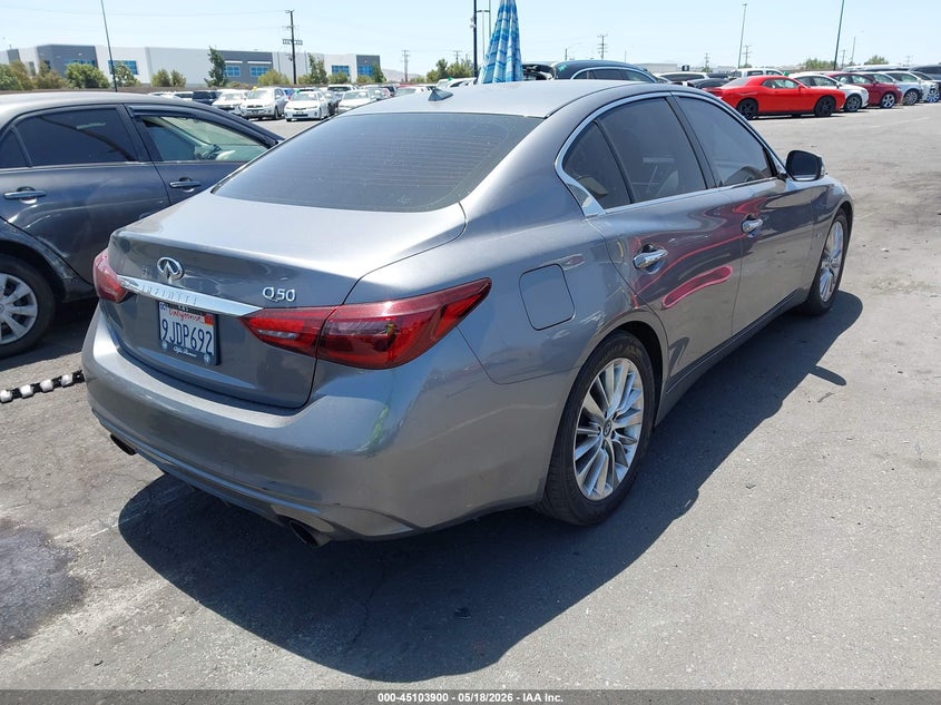 2019 Infiniti Q50 VIN JN1EV7AP9KM516805 IAAI salvage auction — LEFT FRONT, Salvage Certificate (California), sold $7,250 on 2026-07-10 (photo 4)