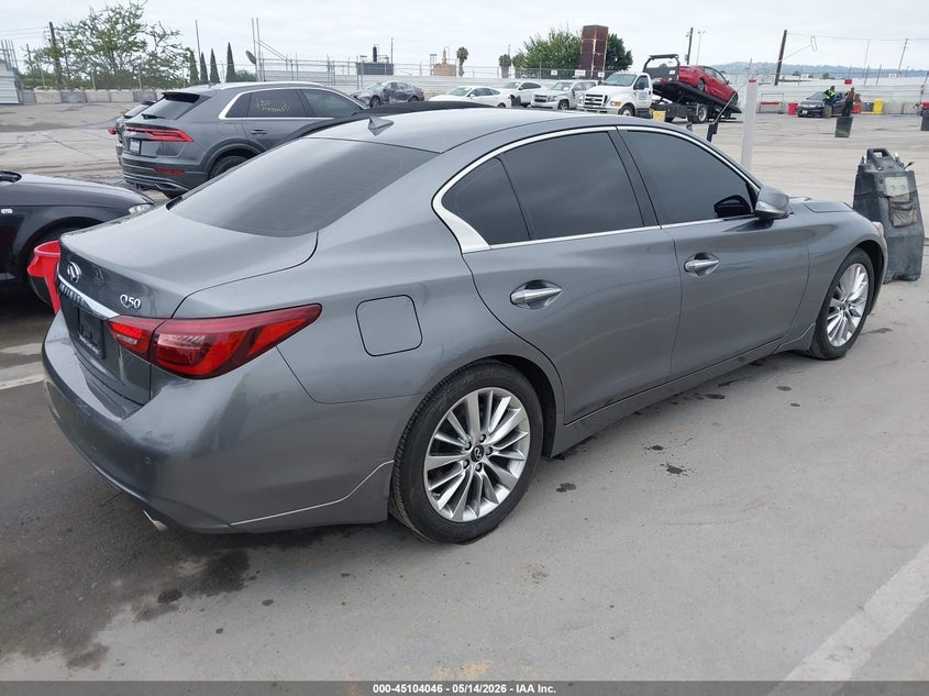 2021 Infiniti Q50 VIN JN1EV7BP7MM705681 IAAI salvage auction — LEFT SIDE, Salvage (California), sold $5,600 on 2026-07-29 (photo 4)