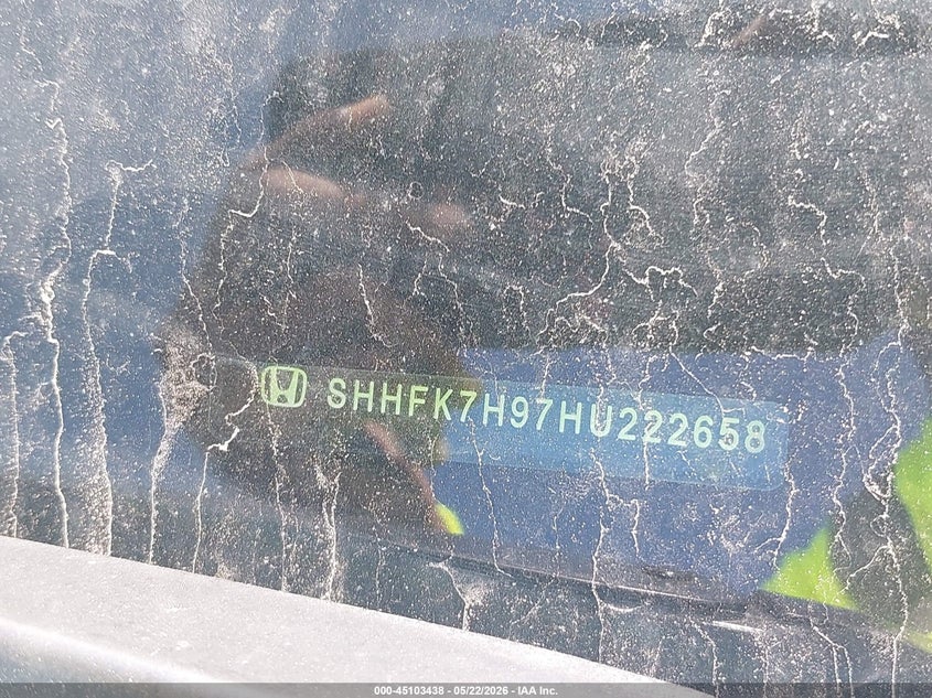 2017 Honda Civic VIN SHHFK7H97HU222658 IAAI salvage auction — LEFT SIDE, Original (Texas), sold $4,100 on 2026-07-10 (photo 9)