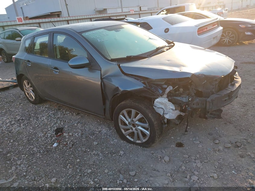 2012 Mazda 3 VIN JM1BL1L72C1664281 IAAI salvage auction — RIGHT FRONT, Salvage (Texas), sold $300 on 2026-07-09 (photo 1)