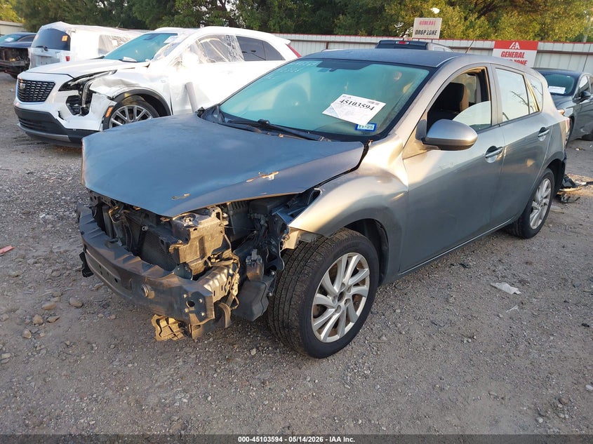 2012 Mazda 3 VIN JM1BL1L72C1664281 IAAI salvage auction — RIGHT FRONT, Salvage (Texas), sold $300 on 2026-07-09 (photo 2)