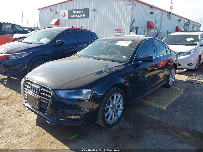 2015 Audi A4 VIN WAUFFAFL9FN025164 IAAI salvage auction — RIGHT FRONT, Original (Texas), sold $1,650 on 2026-07-07 (photo 2)