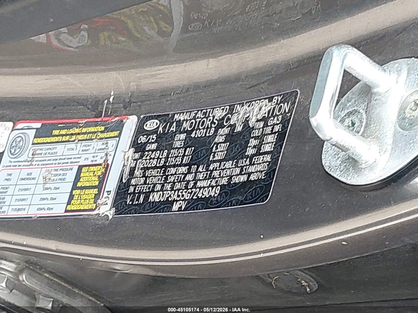 2016 Kia Soul VIN KNDJP3A55G7249049 IAAI salvage auction — FRONT END, Salvage (Indiana), sold $825 on 2026-07-24 (photo 9)