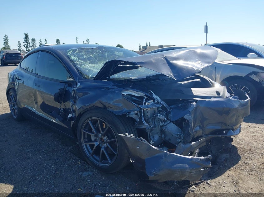 2022 Tesla Model 3 VIN 5YJ3E1EB6NF204745 IAAI salvage auction — FRONT END, Salvage (California), sold $3,800 on 2026-07-09 (photo 1)