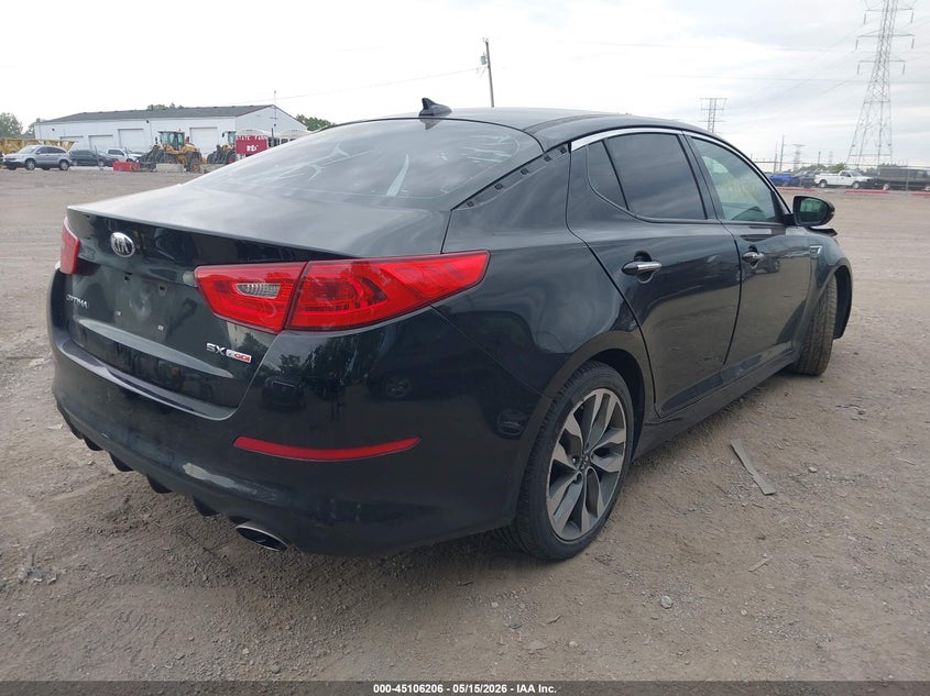 2014 Kia Optima VIN 5XXGR4A67EG295389 IAAI salvage auction — LEFT FRONT, Clear (Indiana), sold $25 on 2026-07-29 (photo 4)