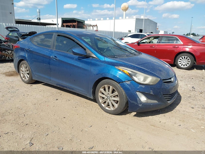 2015 Hyundai Elantra VIN KMHDH4AE9FU254072 IAAI salvage auction — THEFT, Salvage (Texas), sold $1,150 on 2026-07-16 (photo 1)