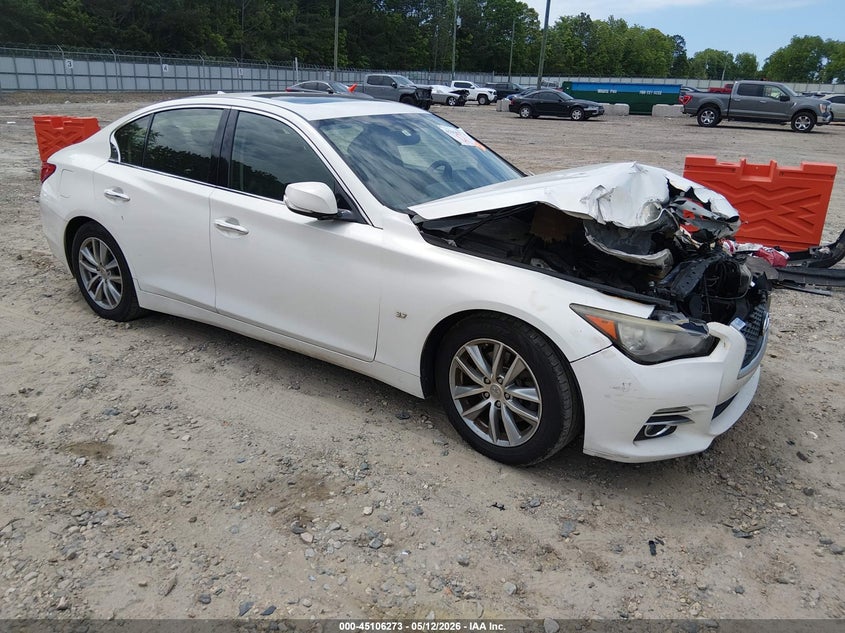 2014 Infiniti Q50 VIN JN1BV7AP7EM686121 IAAI salvage auction — FRONT END, Salvage (Georgia), sold $25 on 2026-07-16 (photo 1)