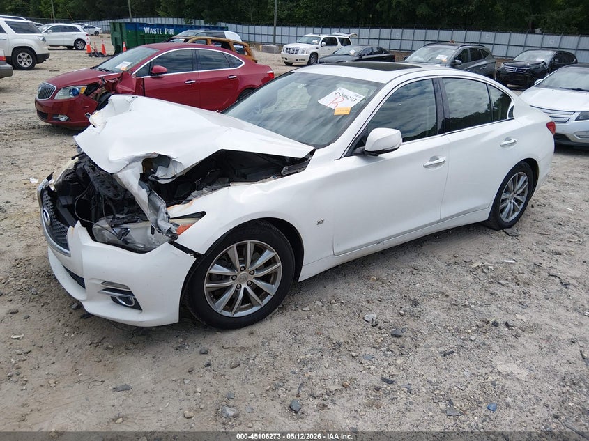 2014 Infiniti Q50 VIN JN1BV7AP7EM686121 IAAI salvage auction — FRONT END, Salvage (Georgia), sold $25 on 2026-07-16 (photo 2)