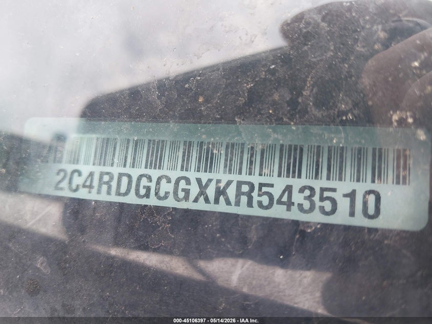 2019 Dodge Caravan VIN 2C4RDGCGXKR543510 IAAI salvage auction — FRONT END, Regular (South Dakota), sold $975 on 2026-07-09 (photo 9)