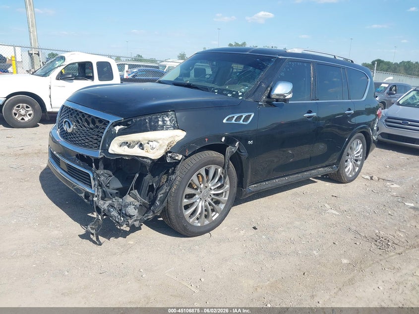 2016 Infiniti Qx80 VIN JN8AZ2NE5G9122213 IAAI salvage auction — EXTERIOR BURN, Clear (Tennessee), sold $2,800 on 2026-07-09 (photo 2)