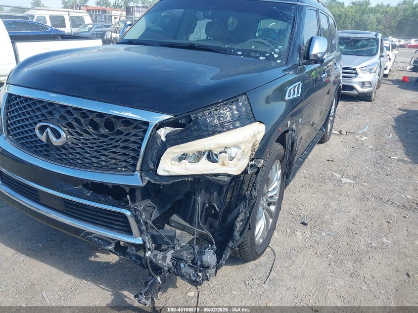 2016 Infiniti Qx80 VIN JN8AZ2NE5G9122213 IAAI salvage auction — EXTERIOR BURN, Clear (Tennessee), sold $2,800 on 2026-07-09 (photo 6)