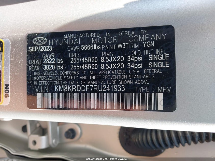 2024 Hyundai Ioniq 5 VIN KM8KRDDF7RU241933 IAAI salvage auction — FRONT END, Salvage (North Carolina), sold $18,825 on 2026-07-10 (photo 9)