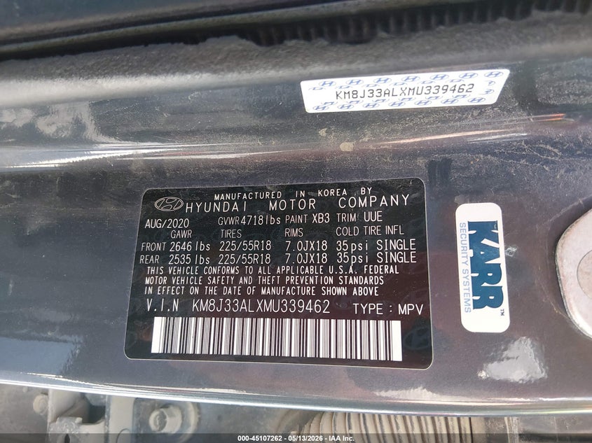 2021 Hyundai Tucson VIN KM8J33ALXMU339462 IAAI salvage auction — FRONT END, Salvage (Missouri), sold $2,200 on 2026-07-09 (photo 9)