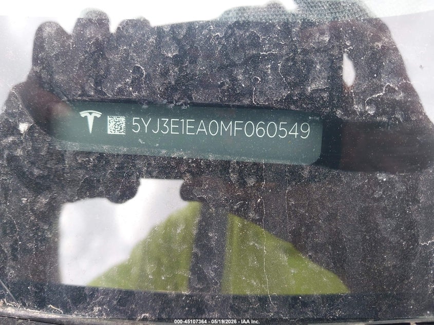 2021 Tesla Model 3 VIN 5YJ3E1EA0MF060549 IAAI salvage auction — LEFT SIDE, Original (Texas), sold $7,175 on 2026-07-15 (photo 9)