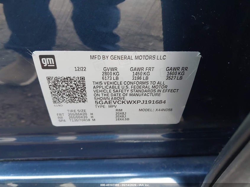 2023 Buick Enclave VIN 5GAEVCKWXPJ191684 IAAI salvage auction — FRONT END, Salvage (Idaho), sold $9,600 on 2026-07-31 (photo 9)