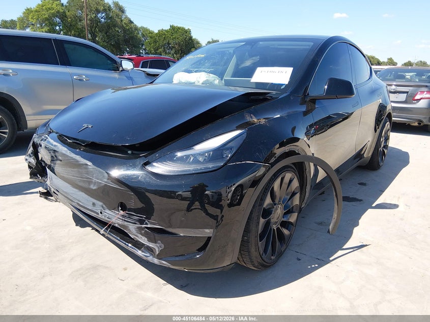 2022 Tesla Model y VIN 7SAYGDEF5NF398322 IAAI salvage auction — FRONT END, Original (Texas), sold $9,175 on 2026-07-21 (photo 2)