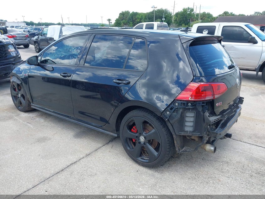 2017 Volkswagen Golf gti VIN 3VW447AUXHM051916 IAAI salvage auction — FRONT & REAR, Rebuildable (Florida), sold $800 on 2026-07-26 (photo 3)