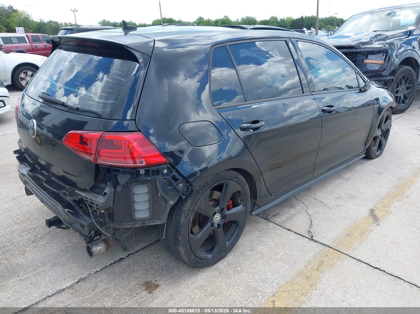 2017 Volkswagen Golf gti VIN 3VW447AUXHM051916 IAAI salvage auction — FRONT & REAR, Rebuildable (Florida), sold $800 on 2026-07-26 (photo 4)