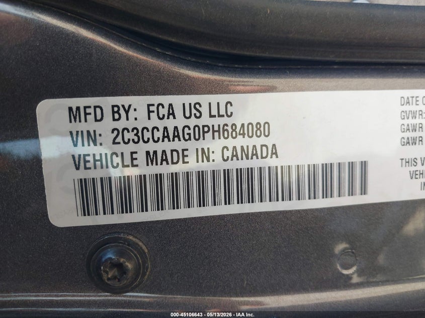2023 Chrysler 300 VIN 2C3CCAAG0PH684080 IAAI salvage auction — LEFT SIDE, Original (Texas), sold $8,275 on 2026-08-18 (photo 9)