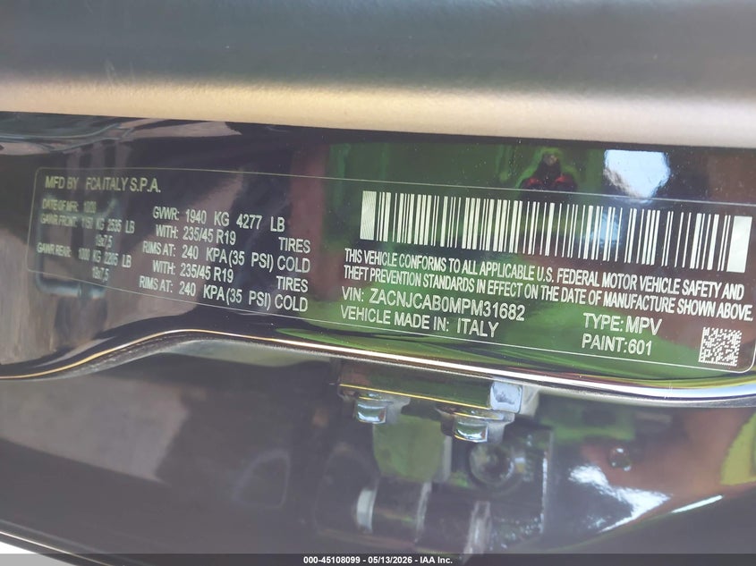 2021 Jeep Renegade VIN ZACNJCAB0MPM31682 IAAI salvage auction — FRONT END, Salvage (Kansas), sold $1,125 on 2026-07-24 (photo 9)