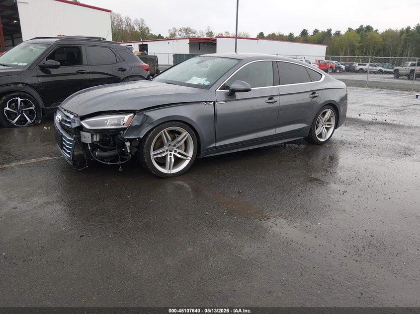 2018 Audi A5 VIN WAUENCF58JA073606 IAAI salvage auction — LEFT FRONT, Salvage Title, sold $7,900 on 2026-08-27 (photo 2)