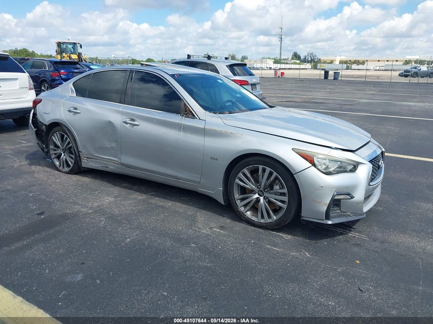 2018 Infiniti Q50 VIN JN1EV7APXJM358571 IAAI salvage auction — THEFT, Rebuildable (Florida), sold $3,475 on 2026-07-16 (photo 1)