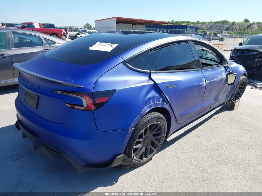 2025 Tesla Model 3 VIN 5YJ3E1EA1SF961880 IAAI salvage auction — ROLLOVER, Non-Repairable (Texas), sold $6,750 on 2026-07-09 (photo 4)