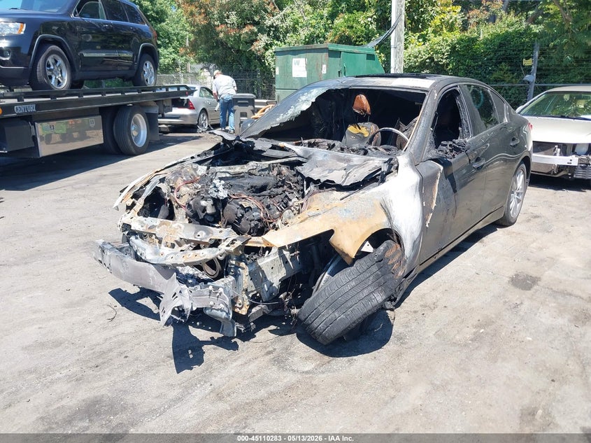 2014 Infiniti Q50 VIN JN1BV7AR9EM693895 IAAI salvage auction — Burn Engine, Junk Receipt (North Carolina), sold $425 on 2026-07-09 (photo 2)