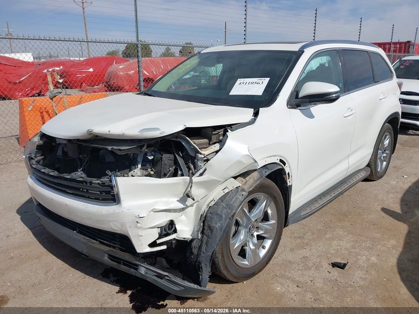 2016 Toyota Highlander VIN 5TDYKRFH1GS183186 IAAI salvage auction — FRONT END, Original (Texas), sold $6,400 on 2026-07-28 (photo 2)