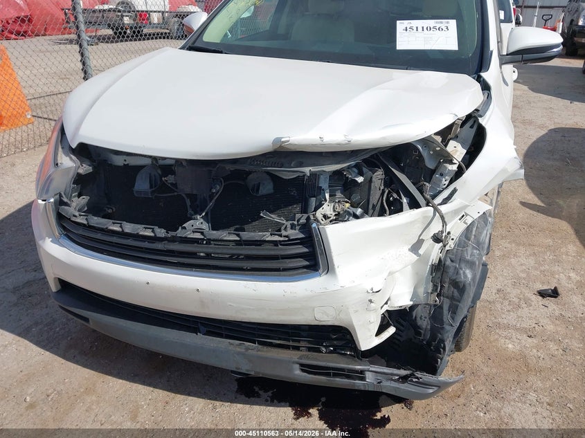 2016 Toyota Highlander VIN 5TDYKRFH1GS183186 IAAI salvage auction — FRONT END, Original (Texas), sold $6,400 on 2026-07-28 (photo 6)