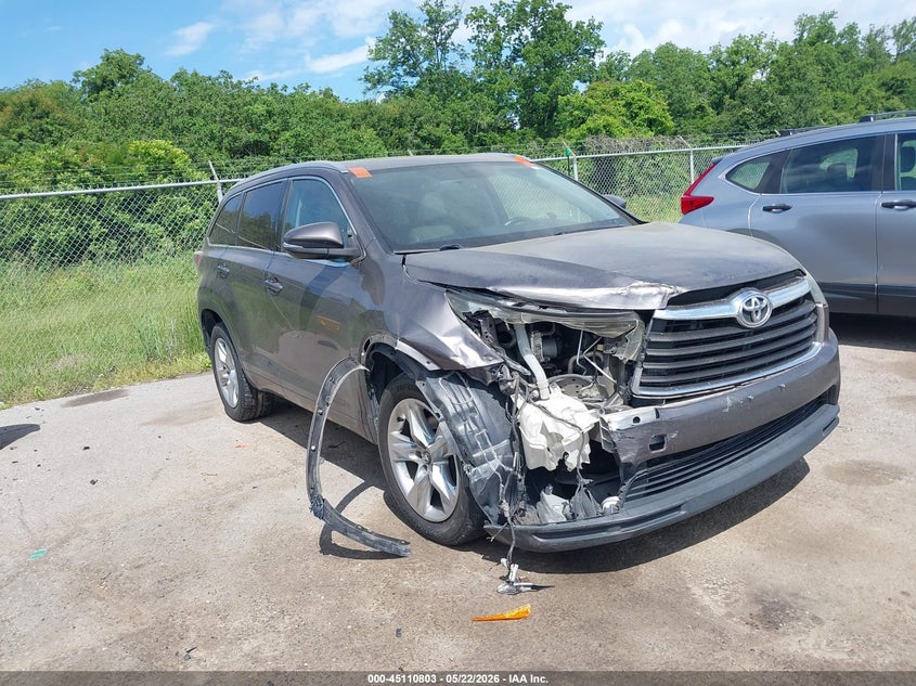 2016 Toyota Highlander VIN 5TDYKRFHXGS163941 IAAI salvage auction — FRONT END, Salvage (Louisiana), sold $7,550 on 2026-07-07 (photo 1)
