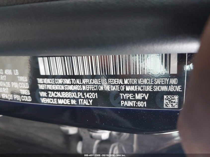 2020 Jeep Renegade VIN ZACNJBBBXLPL14201 IAAI salvage auction — HAIL, Salvage (Iowa), sold $950 on 2026-07-21 (photo 9)