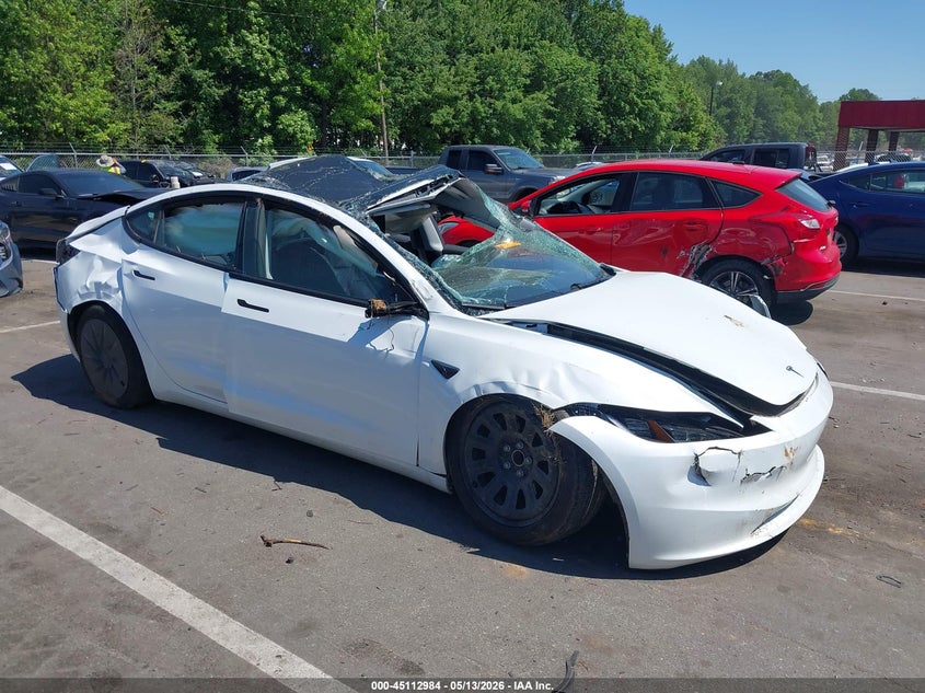 2025 Tesla Model 3 VIN 5YJ3E1EAXSF135108 IAAI salvage auction — ROLLOVER, Salvage (North Carolina), sold $3,575 on 2026-07-09 (photo 1)